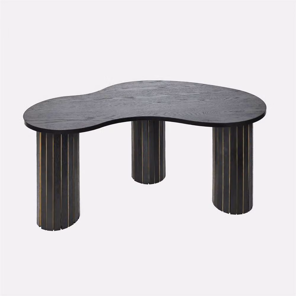 OHS Madison Ribbed Irregular Coffee Table in Black Engineered Wood – 2