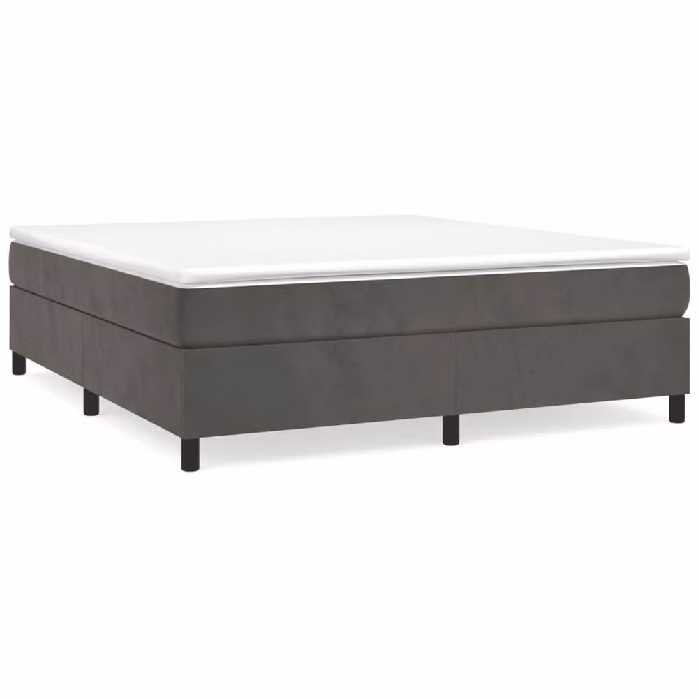 Berkfield Home Upholstered Velvet Box Spring Bed Frame, Grey, W: 180 cm, D: 200 cm – 2