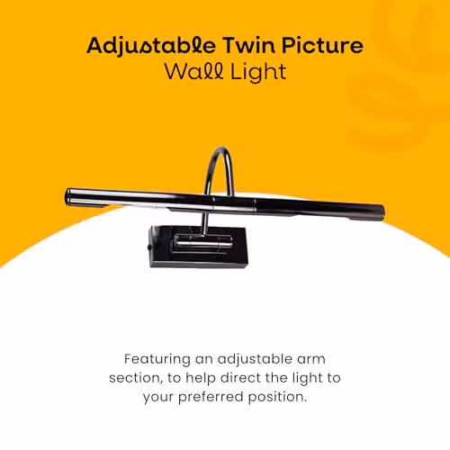 MiniSun Capri Adjustable Black Chrome Mains Powered Wall Display Lights, Set of 2 – 2