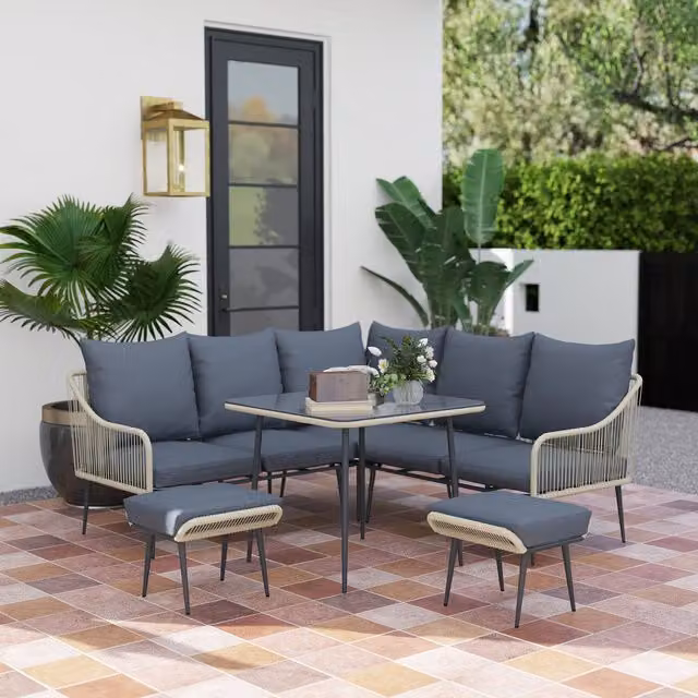 Outsunny 6 Piece Modern Garden Furniture Set with Cushions in Grey
