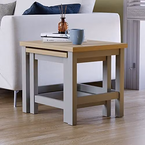 Vida Designs Arlington Modern Nest of 2 Square Side Tables in Grey – 3