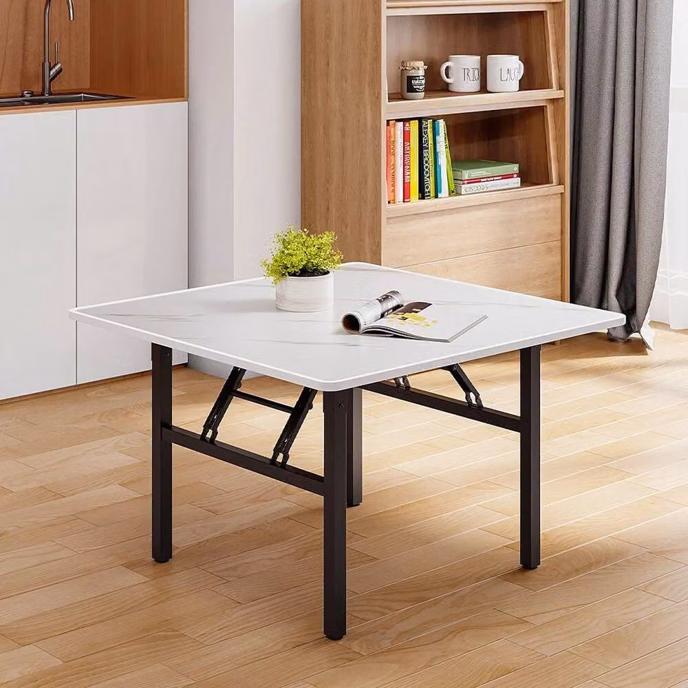 FLAVORA White Marble Effect Round Folding Dining Table – 4
