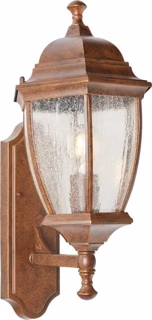 Litecraft Deonte Oversized Seeded Glass Outdoor Lantern Wall Light in Bronze