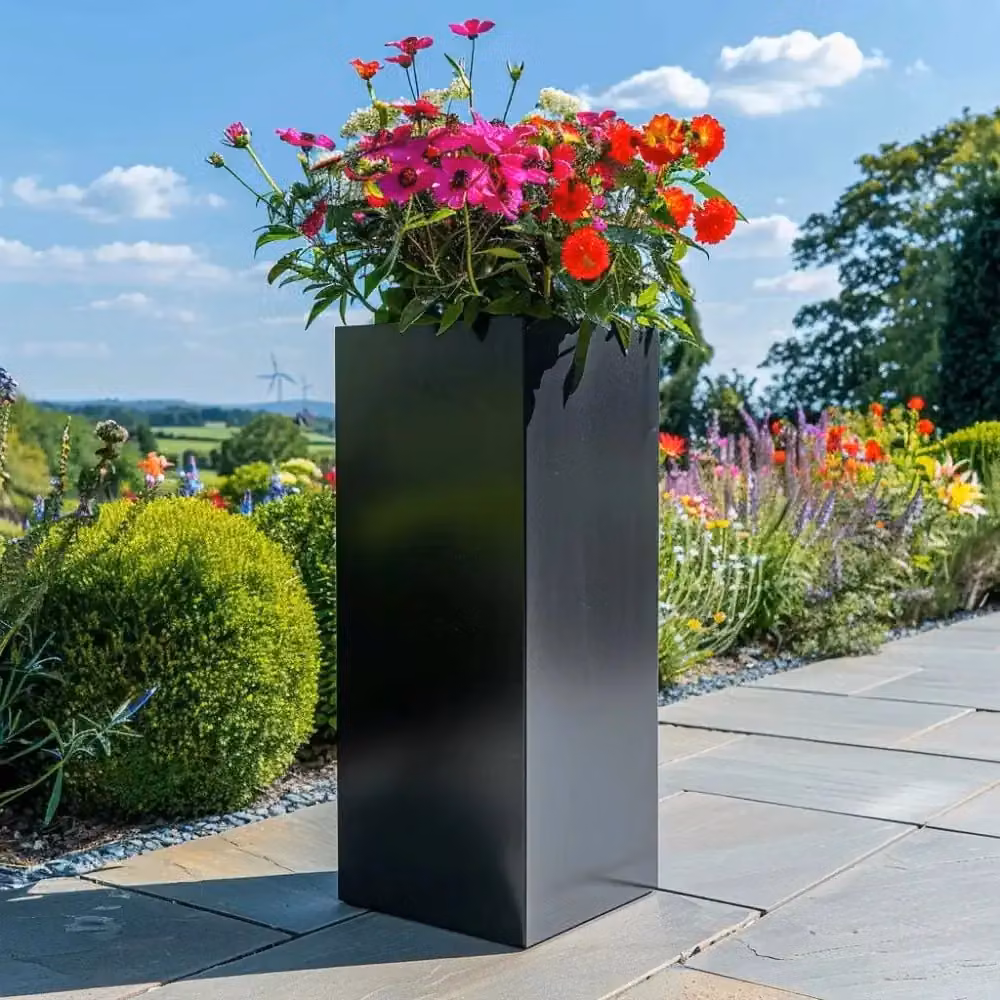 Woven Wood Tall Square Planter in Black, W/D/H: 40 x 40 x 100 cm – 2