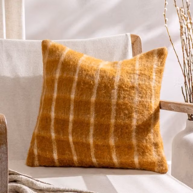 Riva Home Checked Square Cushion, Orange and Multicolour, W/D/H: 45 x 45 x 45 cm – 3