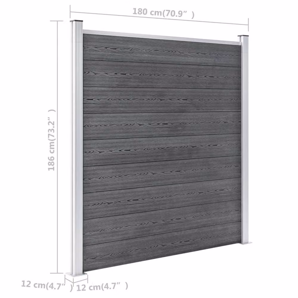 Berkfield Grey WPC and Aluminium Garden Fence, W: 1564 cm, H: 186 cm – 5