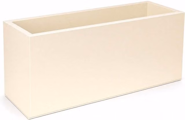 Cream Galvanised Steel Trough Planter W/D/H: 100 x 40 x 40 cm