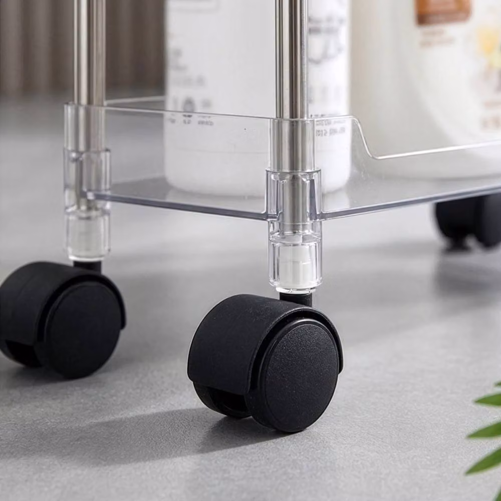 VOGREX 3-Tier Narrow Rolling Storage Cart Trolley in Silver, W/D/H: 31.0 x 31.0 x 70.0 cm – 5
