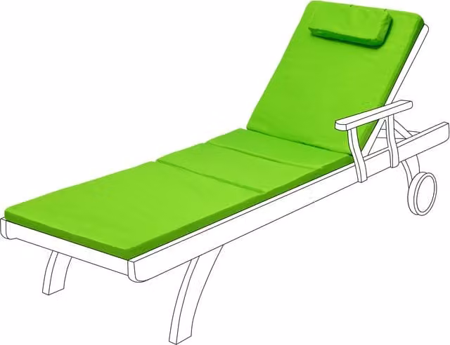 Gardenista Weatherproof and UV-Resistant Rectangular Outdoor Garden Sun Lounger Cushion Pad in Green