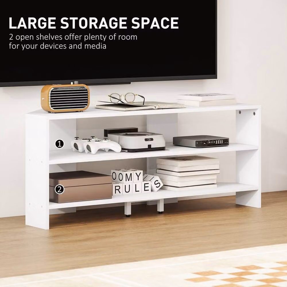 KORVIXA Minimalist White TV Unit with Open Media Compartments – 3
