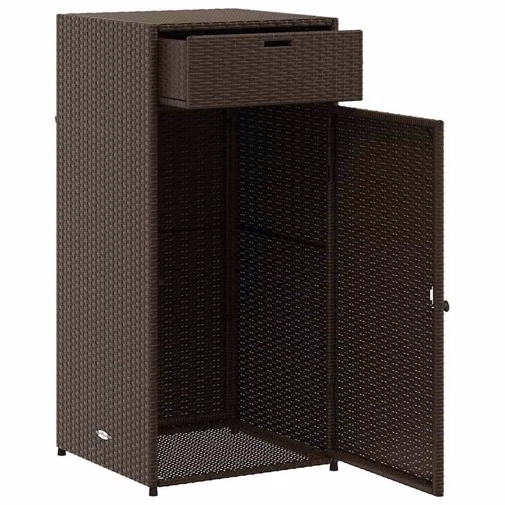 Berkfield Home Brown Poly Rattan Garden Storage Cabinet W/D/H: 55 x 55 x 111 cm – 5