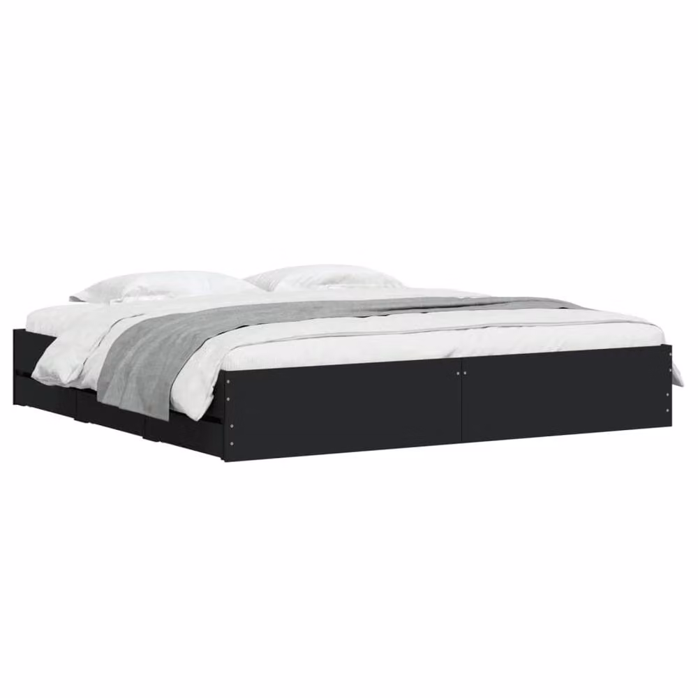Berkfield Home Modern Bed Frame with Drawers in Black, W/D/H: 180 x 200 cm – 3