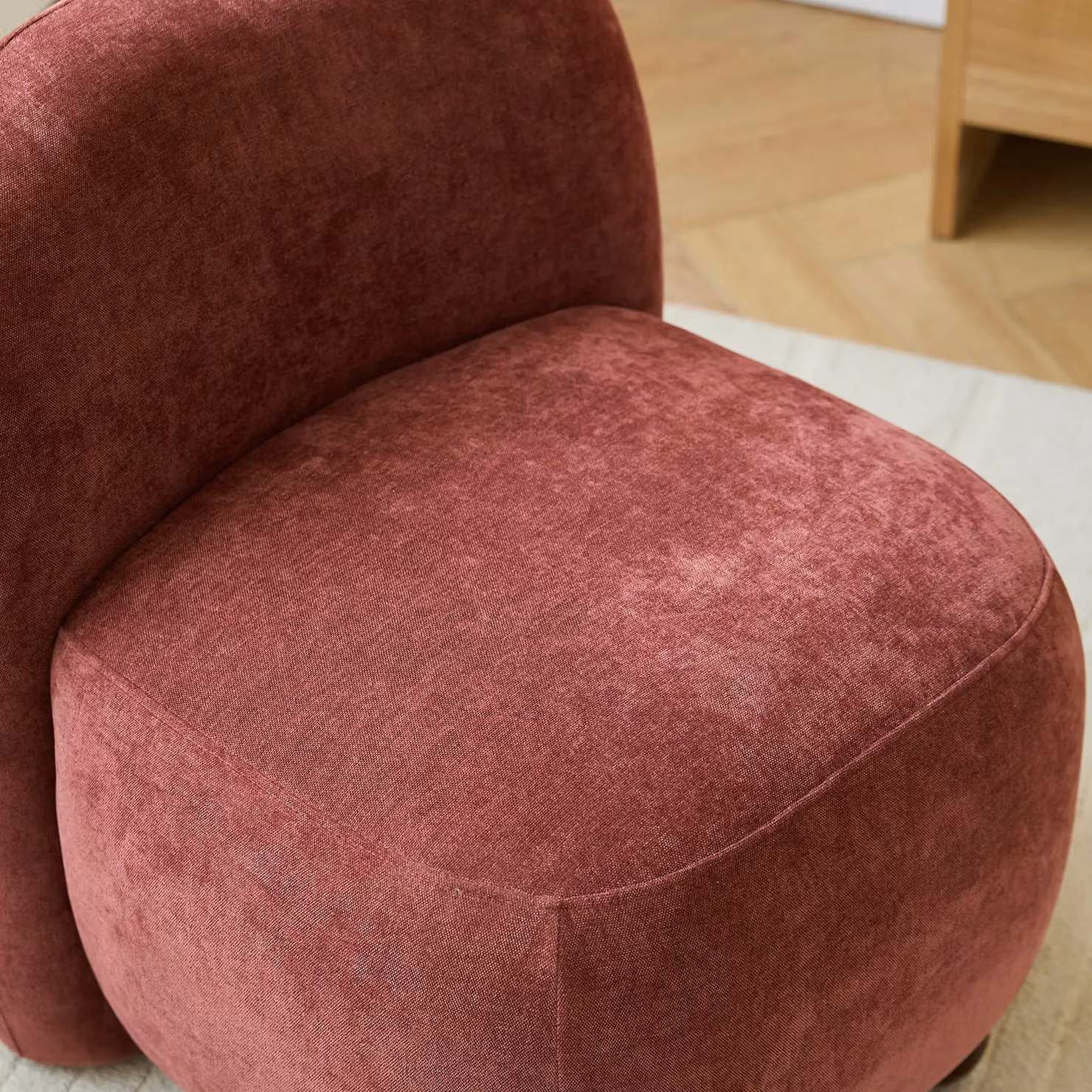Nordlys Scandinavian Lounge Armchair with Red Fabric and Solid Wood Legs – 4