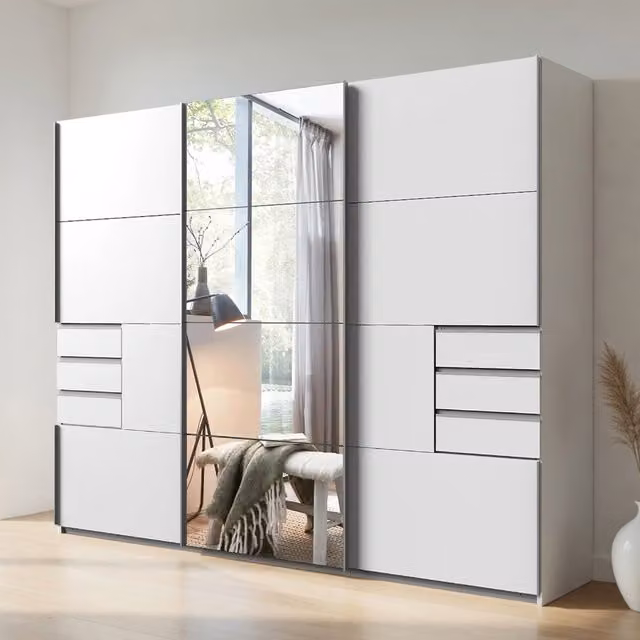 KDMD Saigon 270cm Mirrored Sliding Wardrobe in White