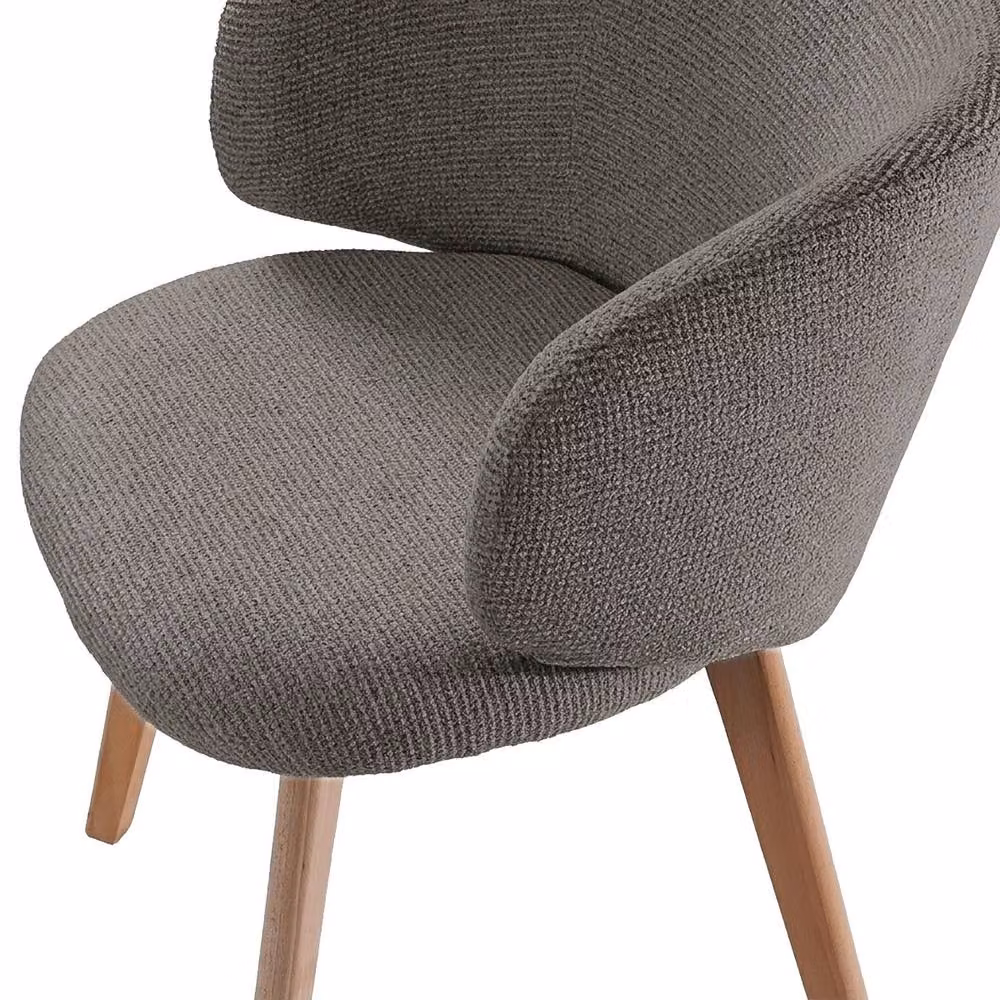 CALICOSY Solene Set of 2 Brown Fabric Dining Chairs with Beech Wood Legs, Height: 79 cm – 4
