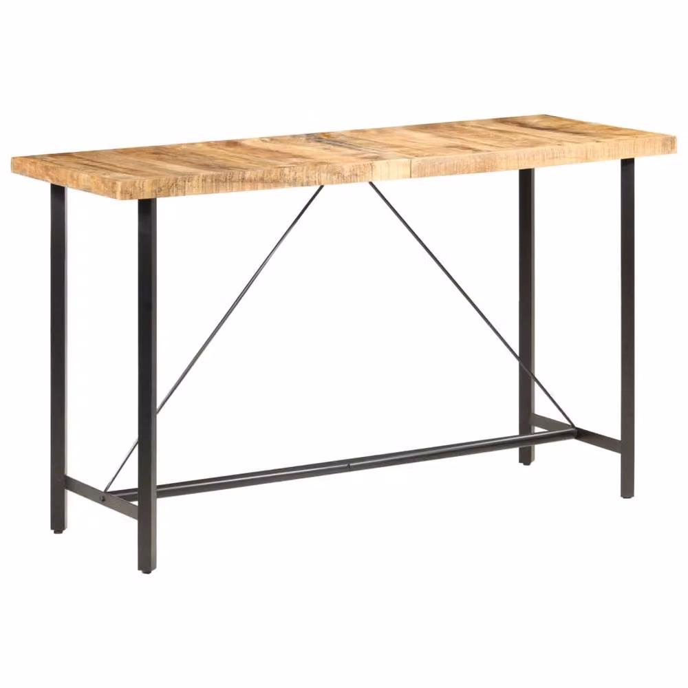 Berkfield Home Beautiful Rustic Mango Wood Bar Table in Brown and Black, W: 180 cm, D: 70 cm, H: 107 cm – 2