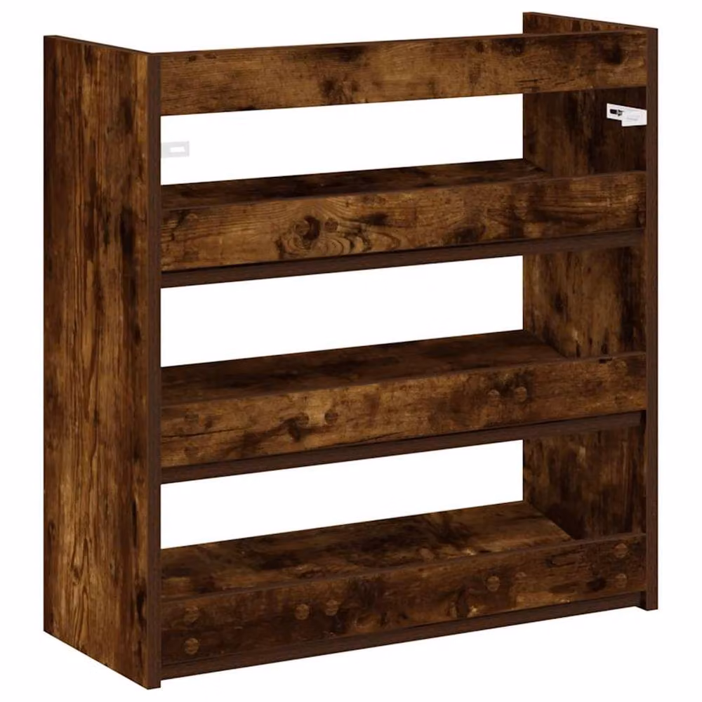 Berkfield Home Smoked Oak Shoe Rack in Brown, W/D/H: 60 x 25 x 62 cm – 6