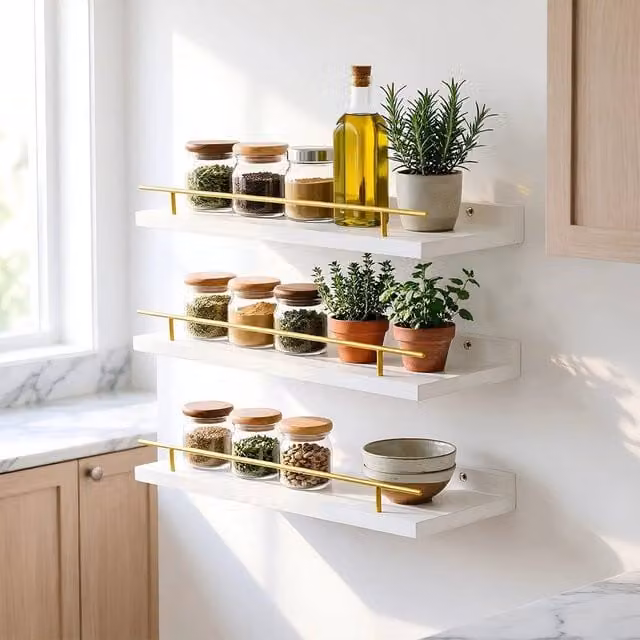 EONLION Set of 3 White Floating Wall Shelves, Width: 50 cm – 1