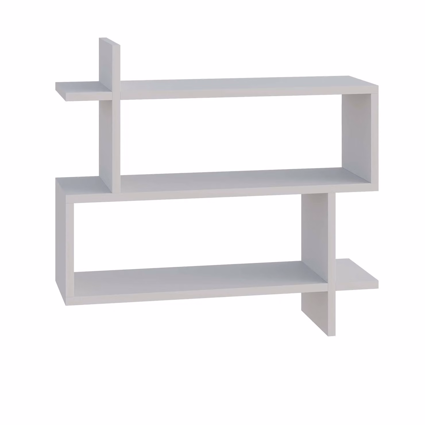 Decortie Paralel Wall Mounted Modern 2-Tier Bookcase Display Unit in White, W: 70 cm, H: 66 cm, D: 22 cm – 2