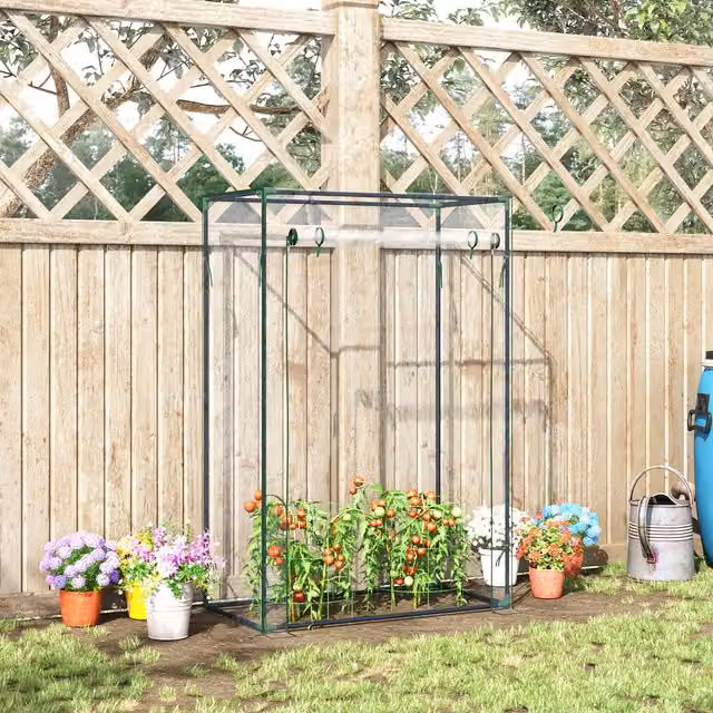 Outsunny Transparent and White PVC Greenhouse with Steel Frame, W/D/H: 100 x 50 x 150 cm