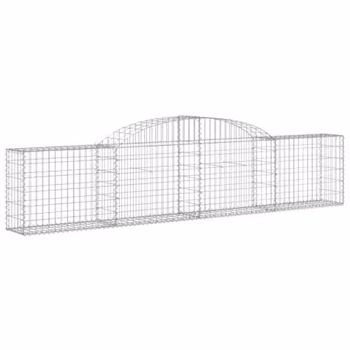 vidaXL Set of 5 Arched Gabion Baskets in Silver Galvanised Steel, W/D/H: 300 x 30 x 60/80 cm – 1