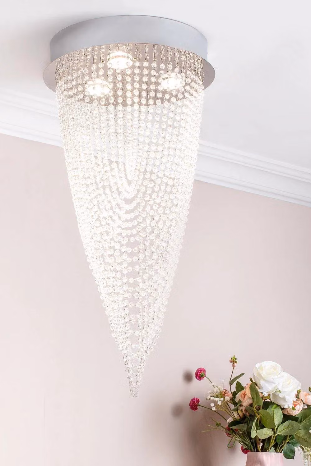 BHS Lighting Valerie Crystal Flush Ceiling Light in Silver – 2