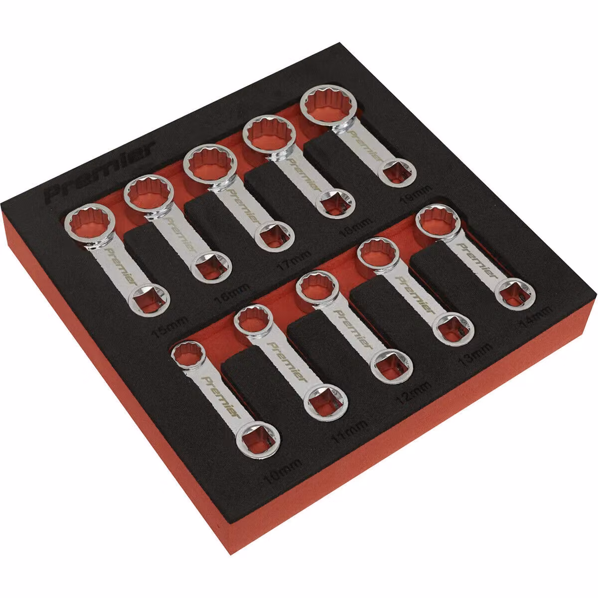 Loops 10pc Metric Socket Set with 3/8 inch Square Drive and 12 Pt Torque Wrench Spanner Adapters in Silver and Multicolour – 2