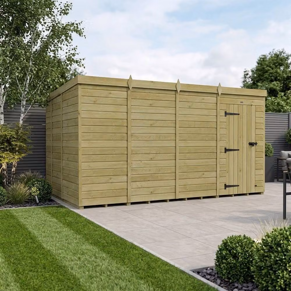Buttercup Farm Pent Garden Shed with Single Door, Brown Timber – 2
