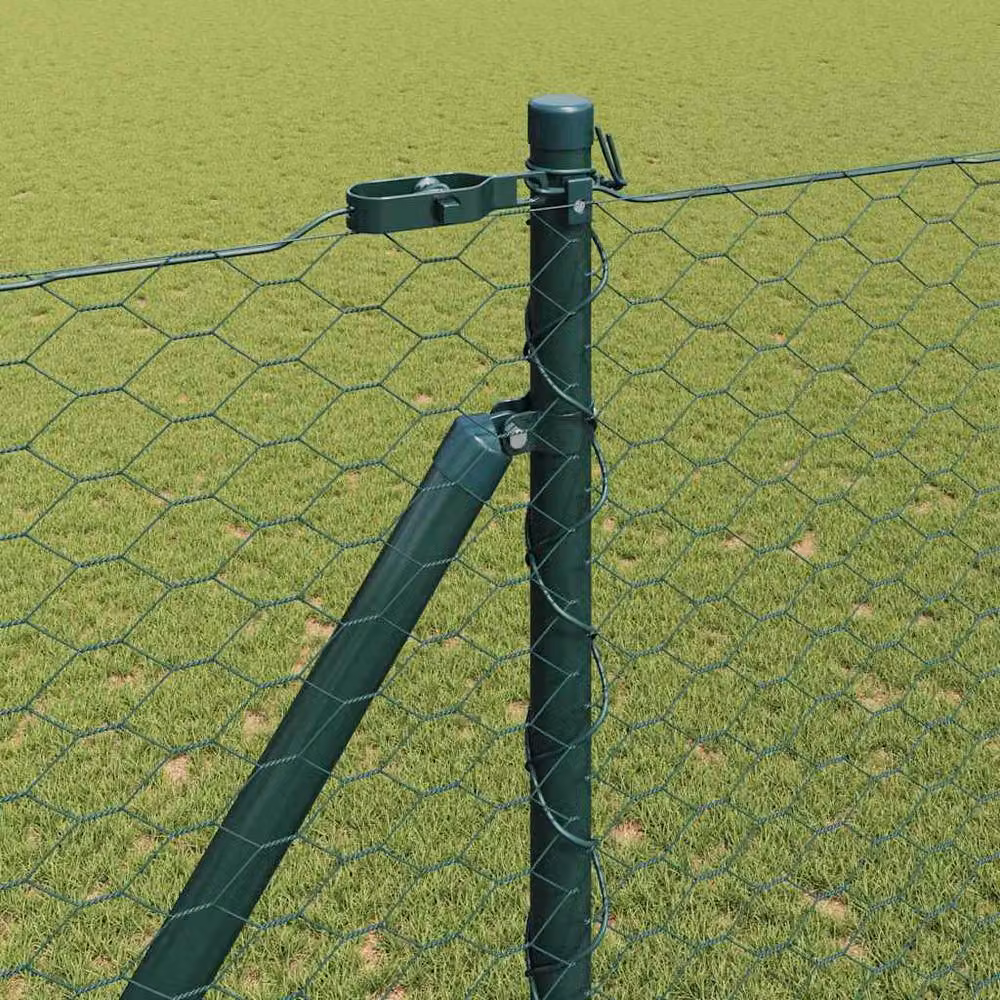 Berkfield Home Green Powder-Coated Steel Hexagon Fence, H: 150 cm x L: 50 m – 1