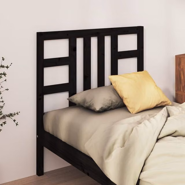 Berkfield Home Black Rustic Solid Pine Wood Bed Headboard W/D/H: 96 x 4 x 100 cm