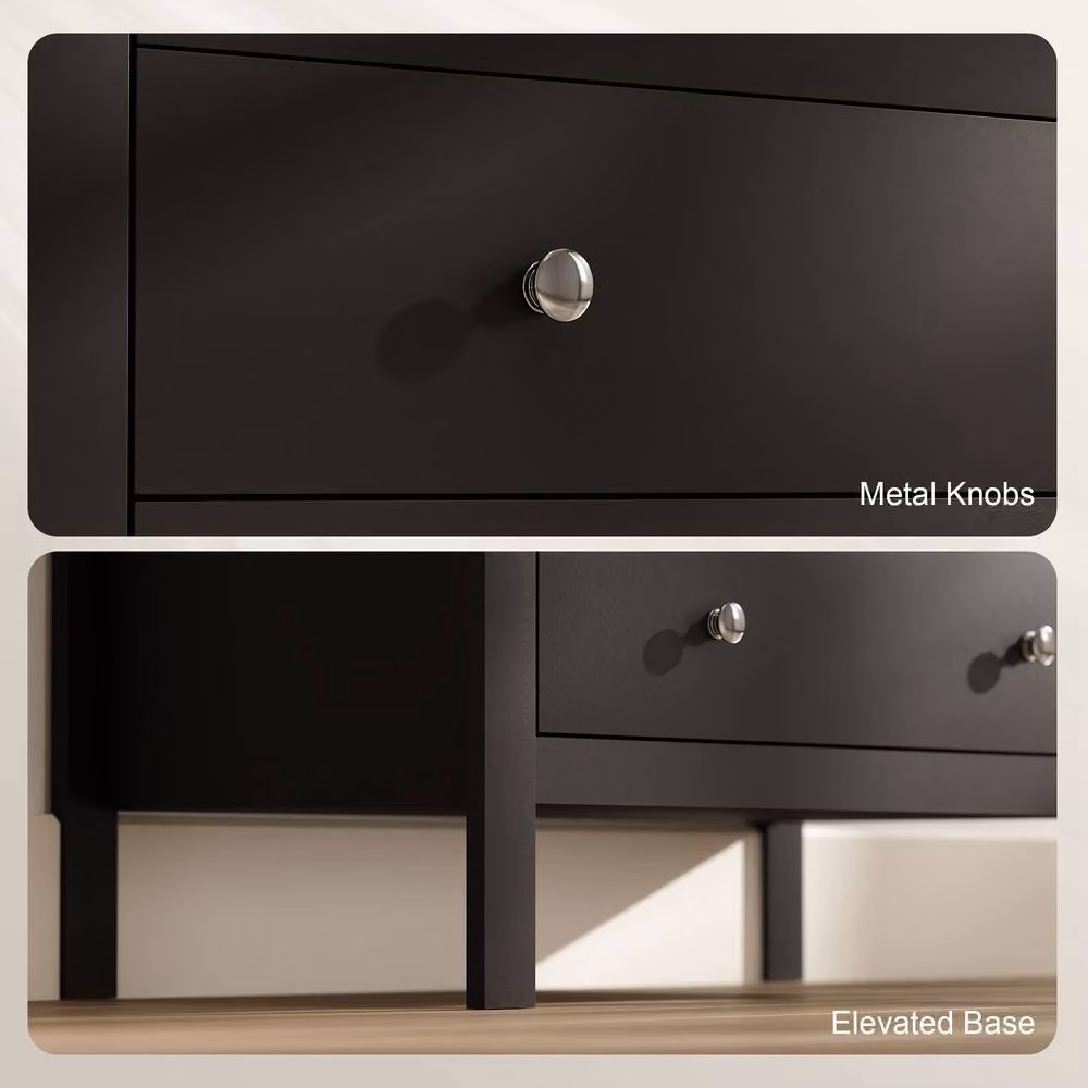 STILVORA Black 5 Drawer Chest of Drawers with Modern Design – 5