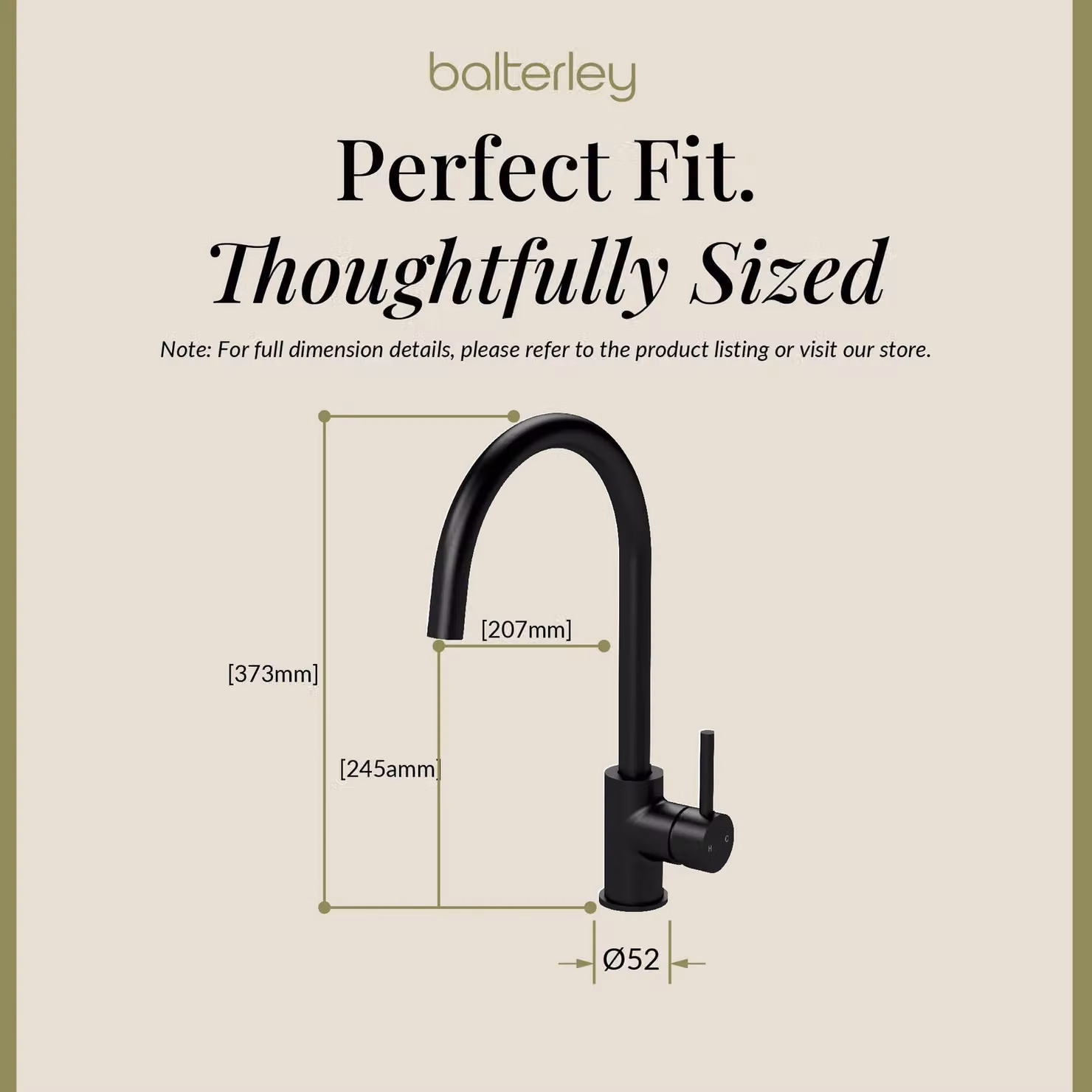 Balterley Lacerta Kitchen Mono Mixer Tap with High Curved Swivel Spout in Matt Black – 3
