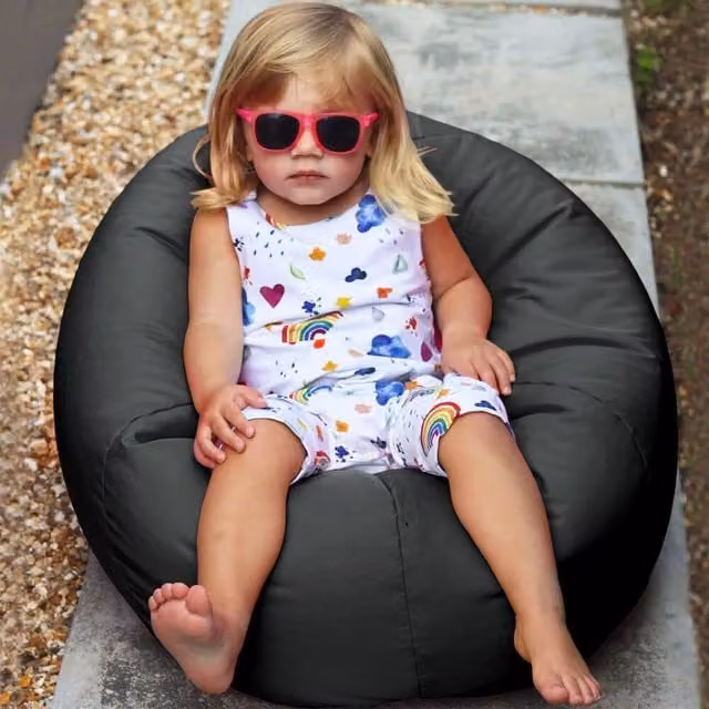 rucomfy Classic Small Kids Beanbag in Grey, Water Resistant Nylon for Indoor or Outdoor Use – 1