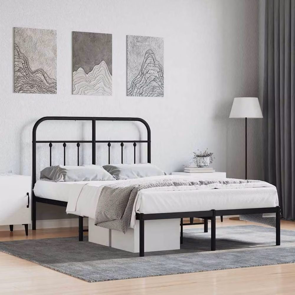 Berkfield Home Metal Bed Frame with Headboard in Black, W/D/H: 120 x 200 cm – 2