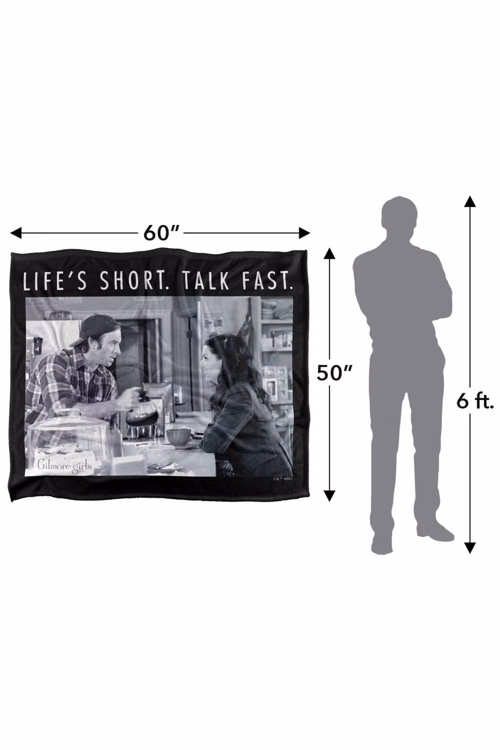 Warner Bros. Gilmore Girls Life's Short Talk Fast Luke and Lorelai Super Soft Fleece Throw Blanket, Multicolour, W: 152 cm, D: 127 cm – 7