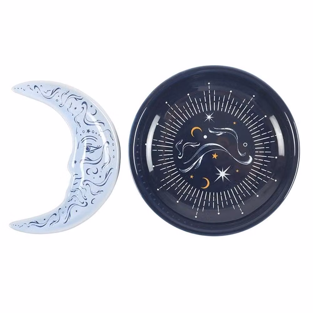 Uniqueful Blue Moon Ceramic Stacking Trinket Dish Bowl in Blue, Diameter: 15 cm – 4