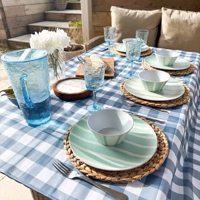 Bayside Set of 6 Blue Hammered Acrylic Wine Glasses