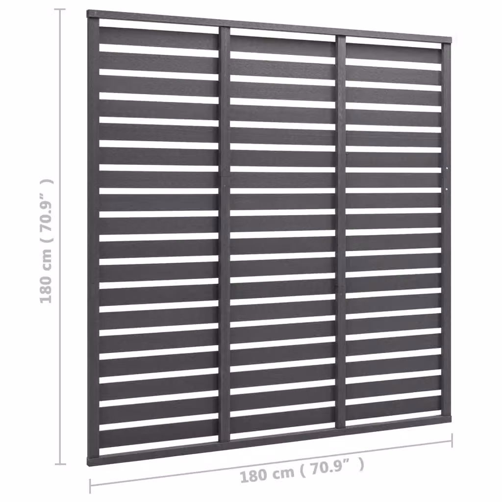 Berkfield Home Grey WPC Rectangular Semi-Transparent Fence Panel W/H: 180 x 180 cm – 4