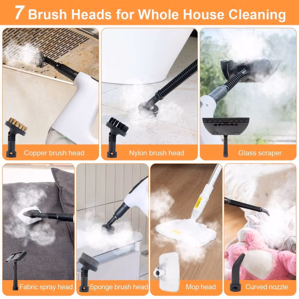 FLAVORA 10 in 1 Handheld Steam Cleaner and Portable Steam Mop in White – 4