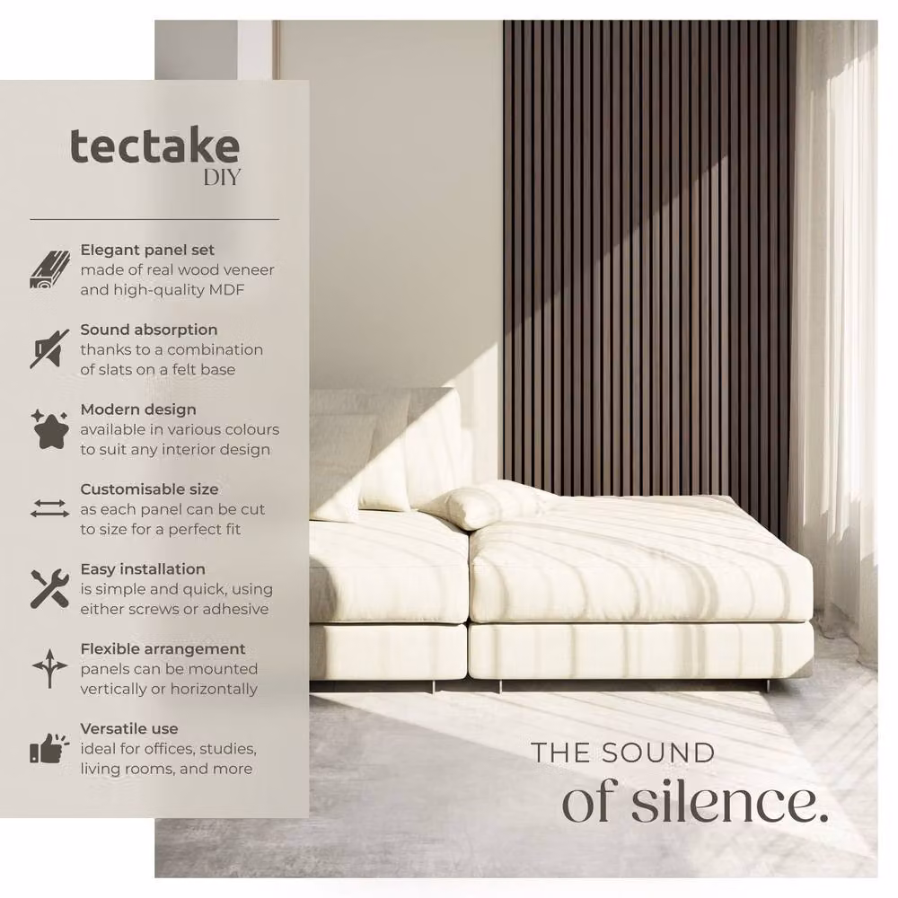 tectake Acoustic Wood Wall Panels in Oak Grey – 2