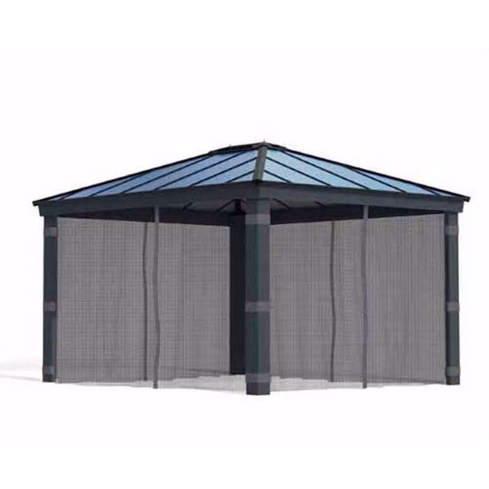 Palram Netting Set for Dallas 12 x 20 Gazebo, Dark Grey, W: 507 cm, L: 212 cm – 2