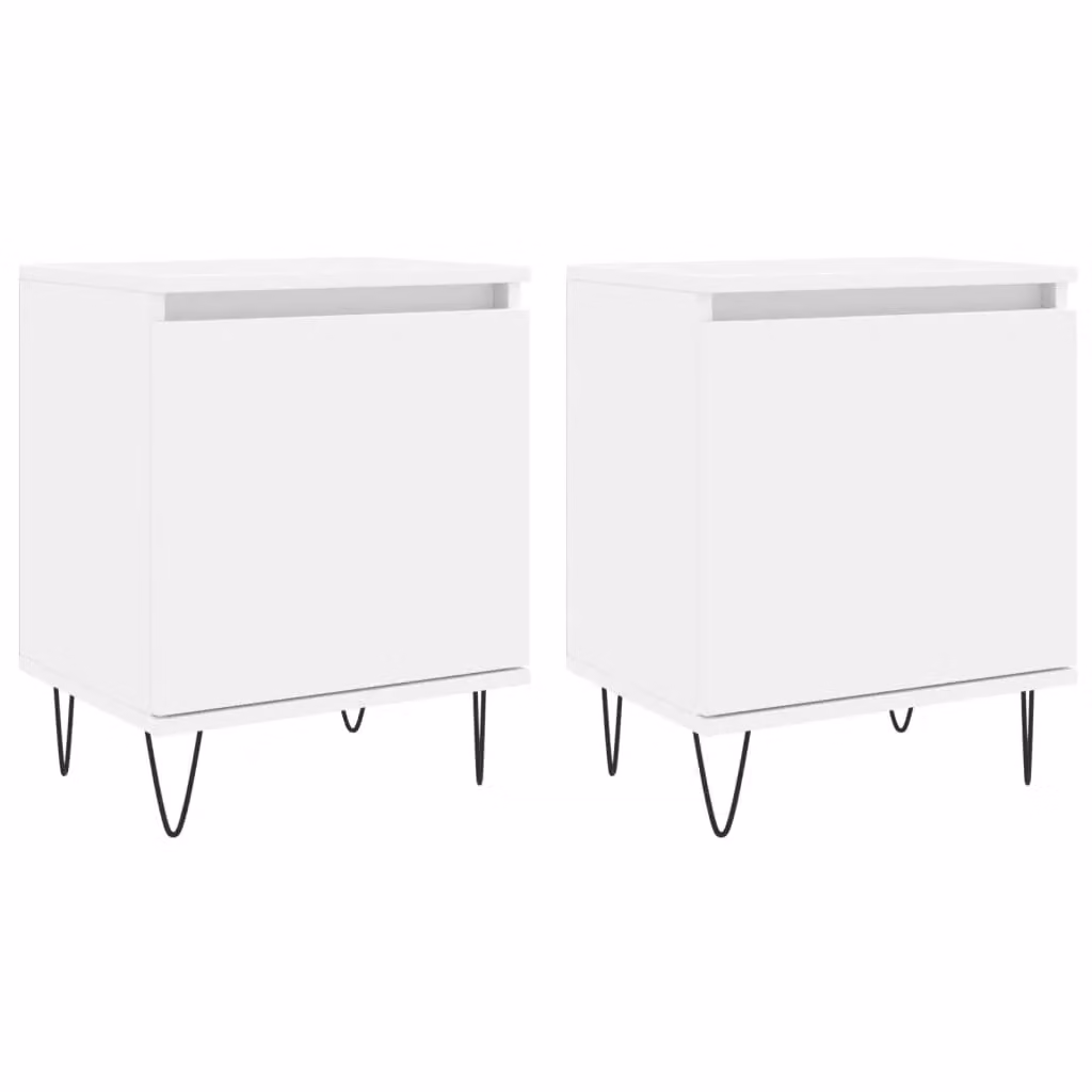 Berkfield Home Set of 2 White Bedside Cabinets in Engineered Wood, W/D/H: 40 x 30 x 50 cm