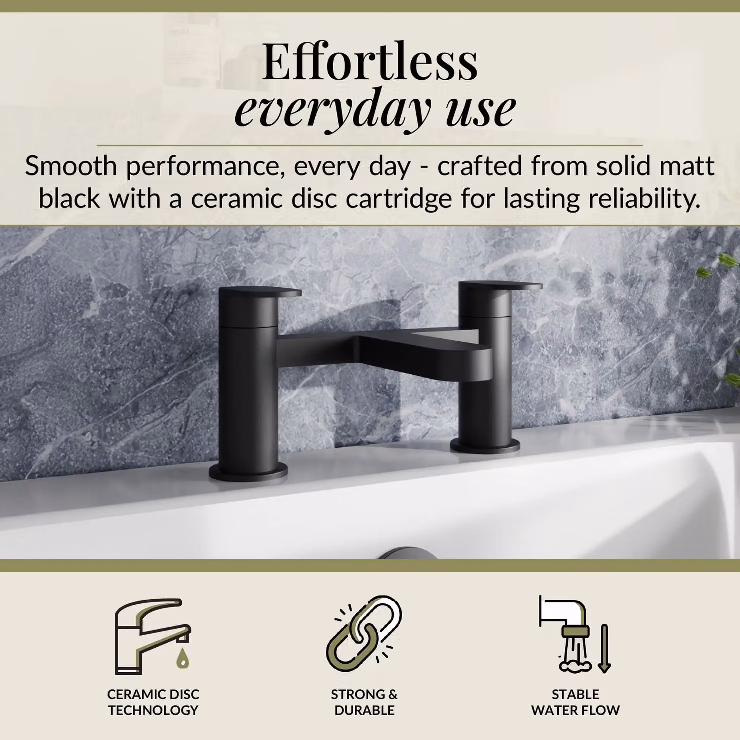 Balterley Cascade Round Deck Mounted Single Lever Bath Filler Tap, Matt Black – 2