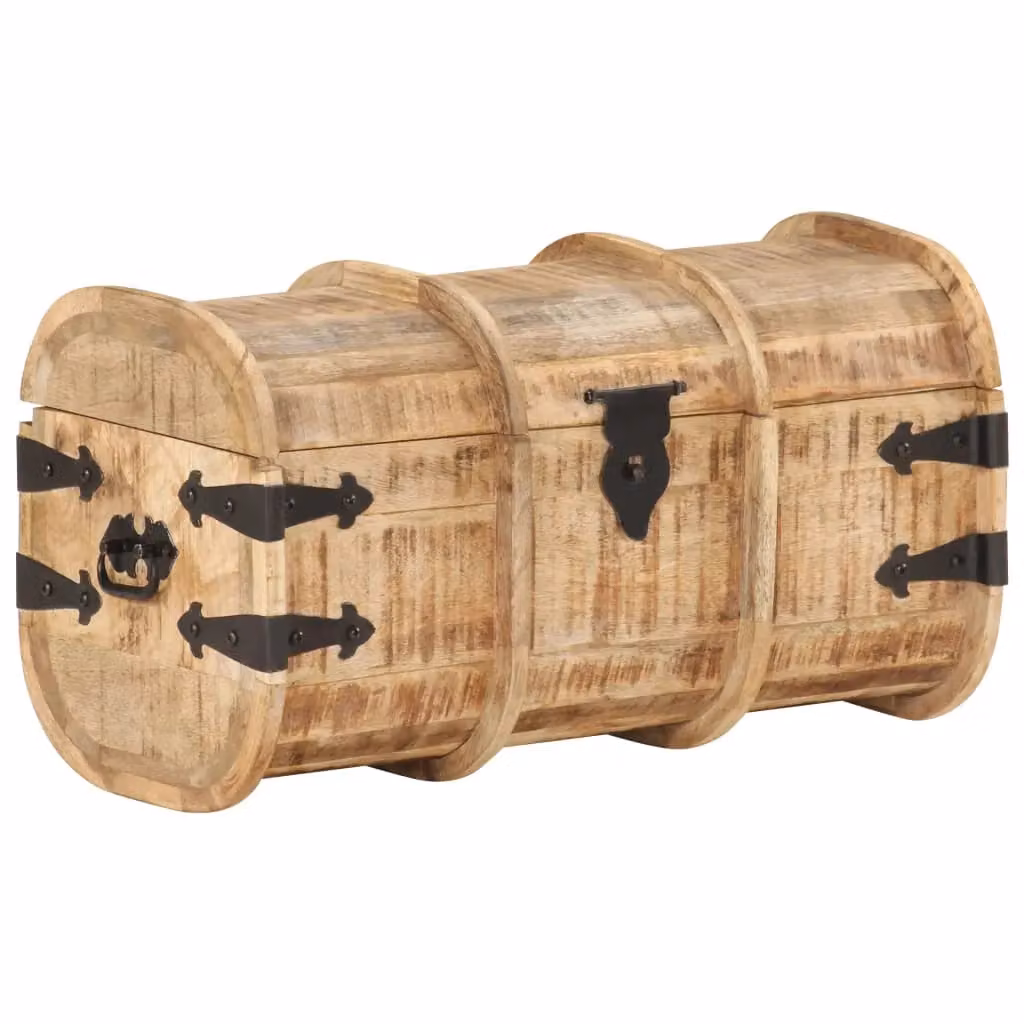 Berkfield Home Set of 2 Rustic Solid Mango Wood Storage Chests in Brown – 3