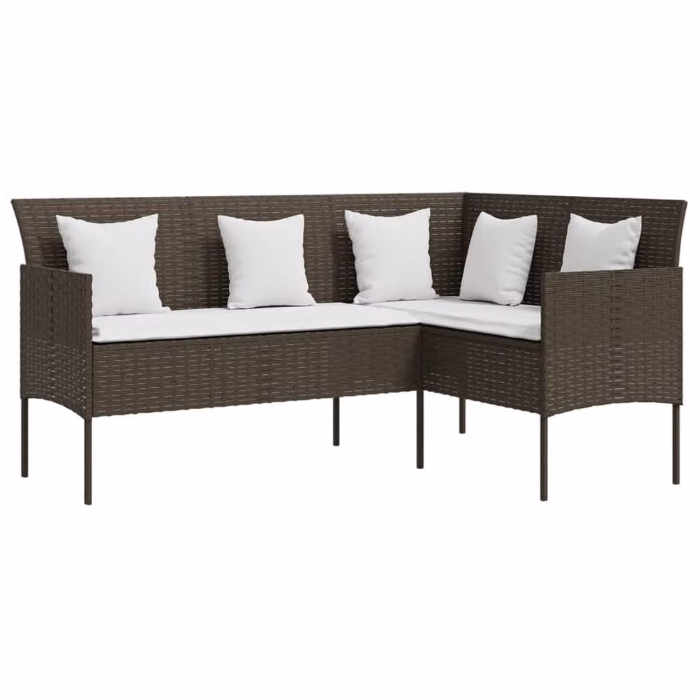 Berkfield Home 5 Piece L-Shaped Poly Rattan Sofa Set with Cushions in Brown – 1