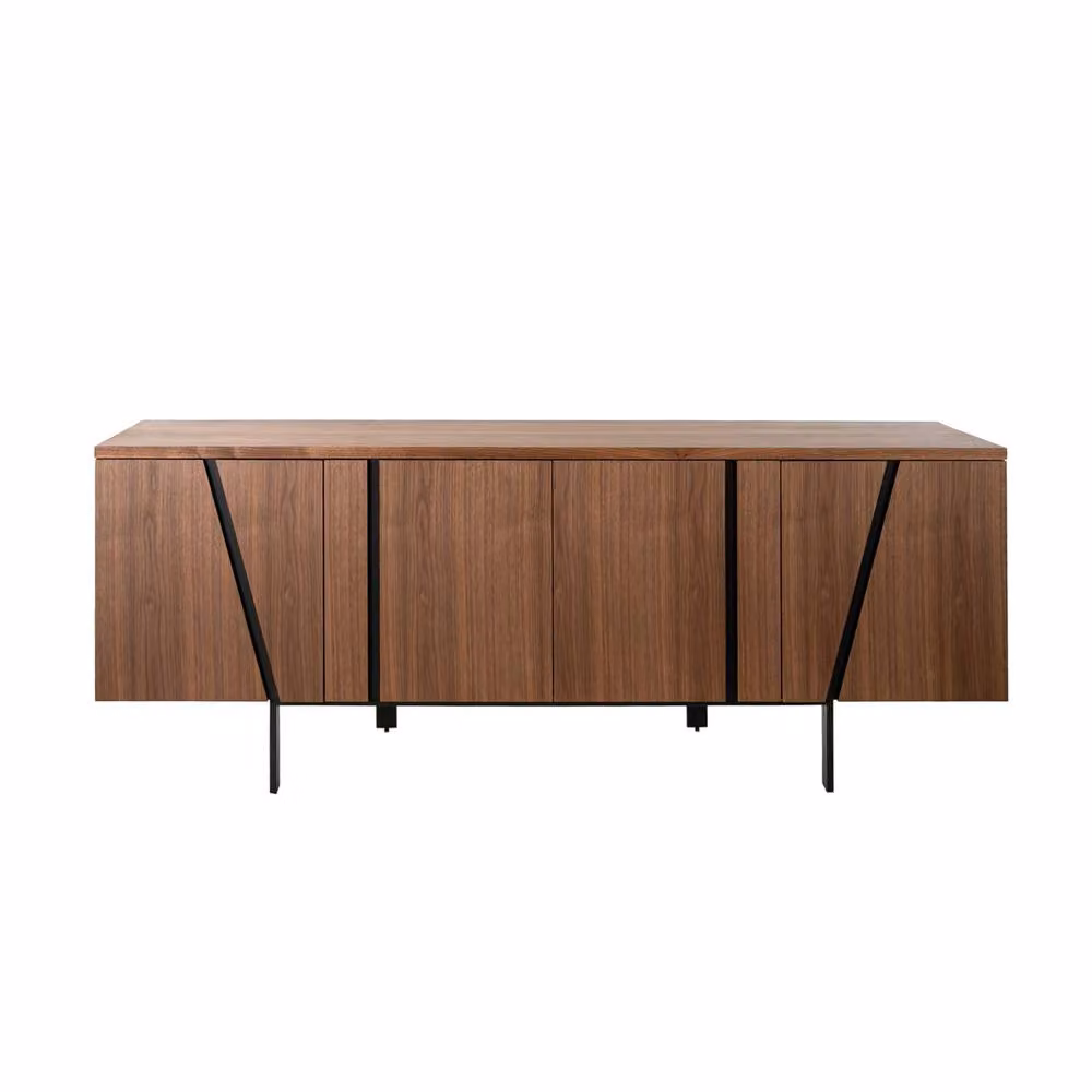 Angel Cerda Walnut Veneer Sideboard with Black Epoxy Steel Legs in Brown – 2