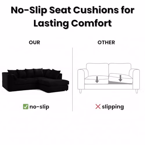 Bliss Furniture Grey Jumbo Cord 4-Seater Right Hand Corner L-Shaped Sofa with Scatter Cushions – 4