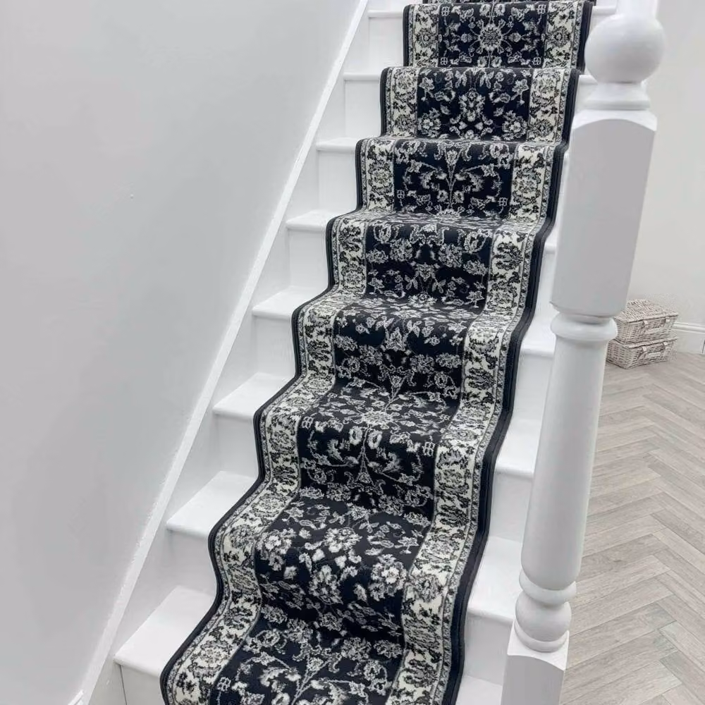 runrug Traditional Stair Runner Carpet in Dark Grey, W: 70 cm x L: 540 cm – 4