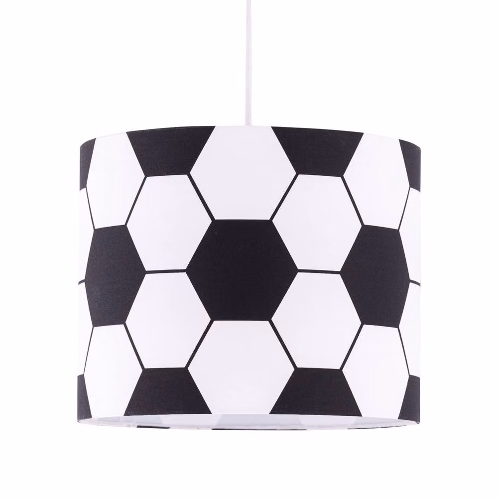 First Choice Lighting Set of 2 Footie Black and White Football Fabric Pendant Shades – 2