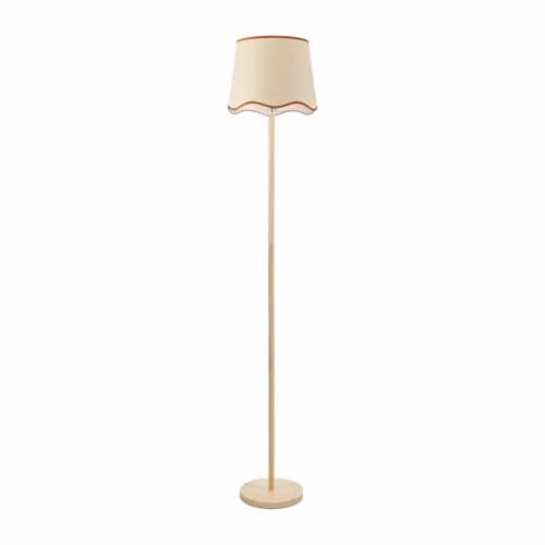 ValueLights Tripod Floor Lamp with Wood Legs and Fabric Scallop Shade in Black, White or Beige, H: 182 cm